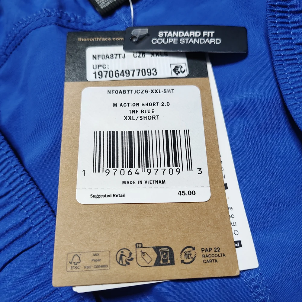 The North Face Shorts Action Woven 2.0 Blue FlashDry Men's 2XL XXL New